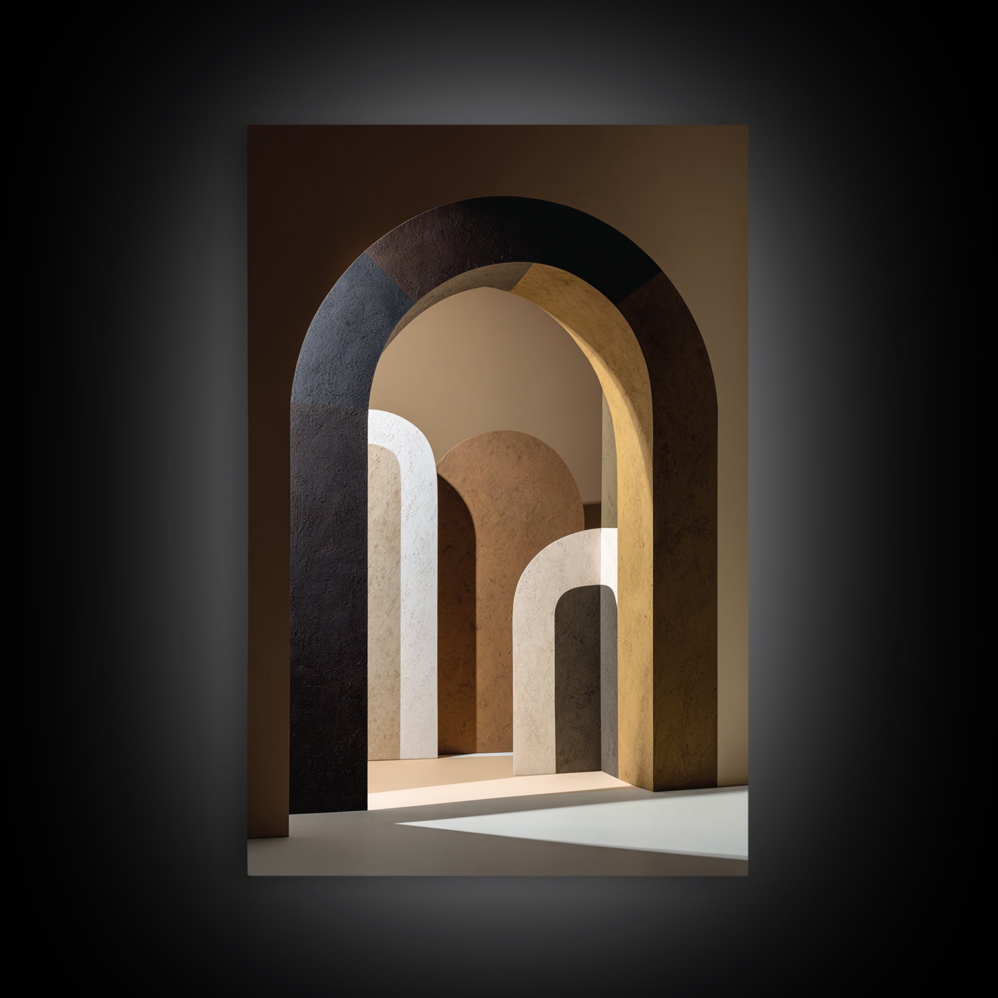 Monochrome Arch and Shadow Composition Canvas Print, Minimalist Art, Contemporary Art, Living Room Decor, Fine Art, Minimal, MIN-2x3-40