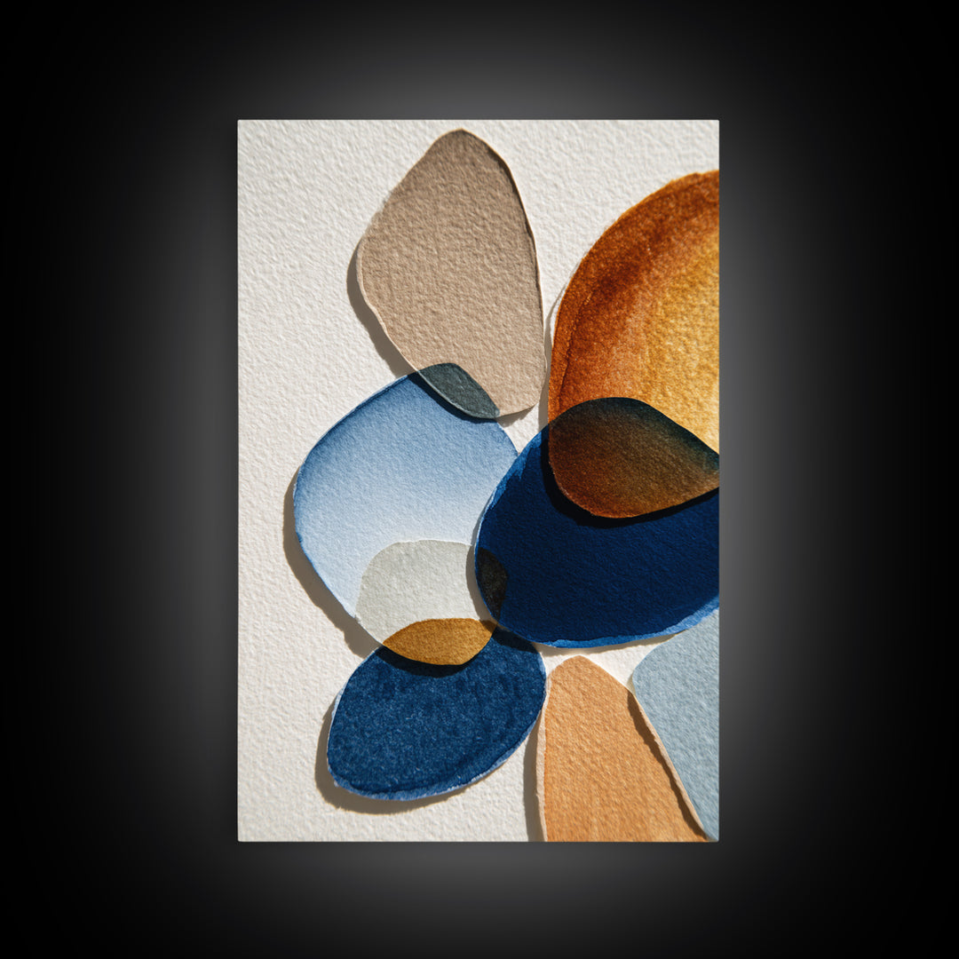 Two Overlapping Organic Shapes Framed Canvas Print, Minimalist Art, Art Prints, Living Room Decor, Fine Art, Minimal, MIN-2x3-51