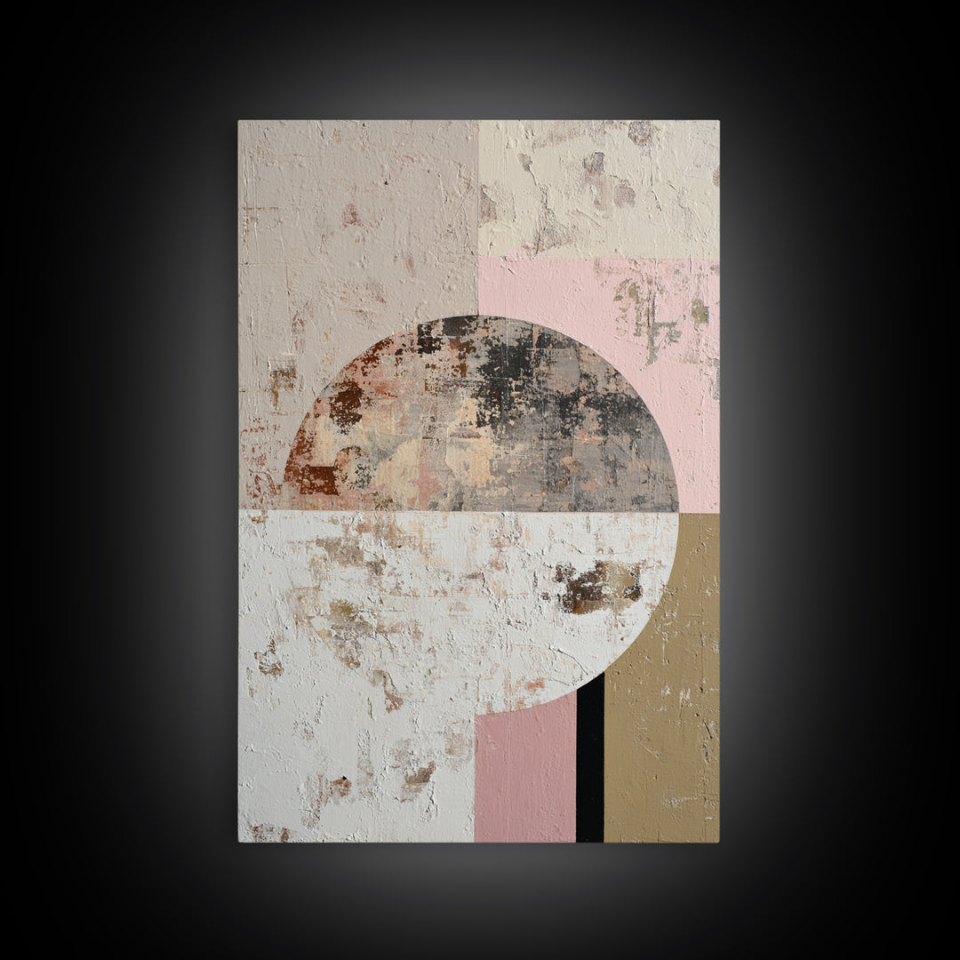 Minimal Moon over a Pale Ocean Canvas Print, Minimalist Art, Black Art, Living Room Decor, Oil Painting, Minimal, MIN-2x3-65