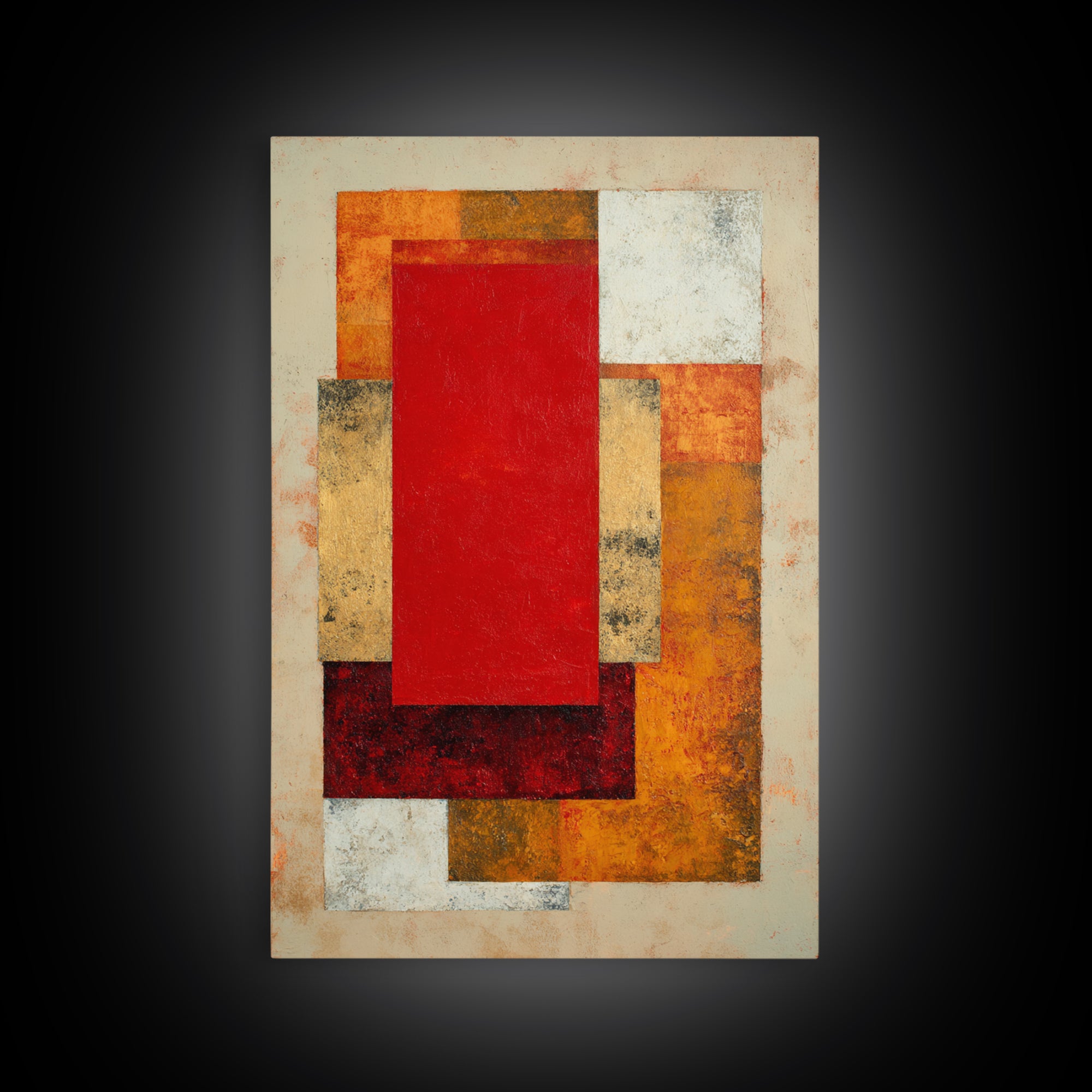 One Red Square Balanced Canvas Print, Minimalist Art, Art Prints, Living Room Decor, Oil Painting, Minimal, Printable Art, MIN-2x3-66
