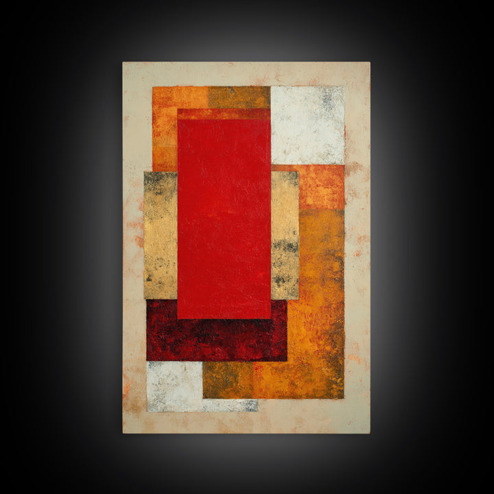 One Red Square Balanced Canvas Print, Minimalist Art, Art Prints, Living Room Decor, Oil Painting, Minimal, Printable Art, MIN-2x3-66