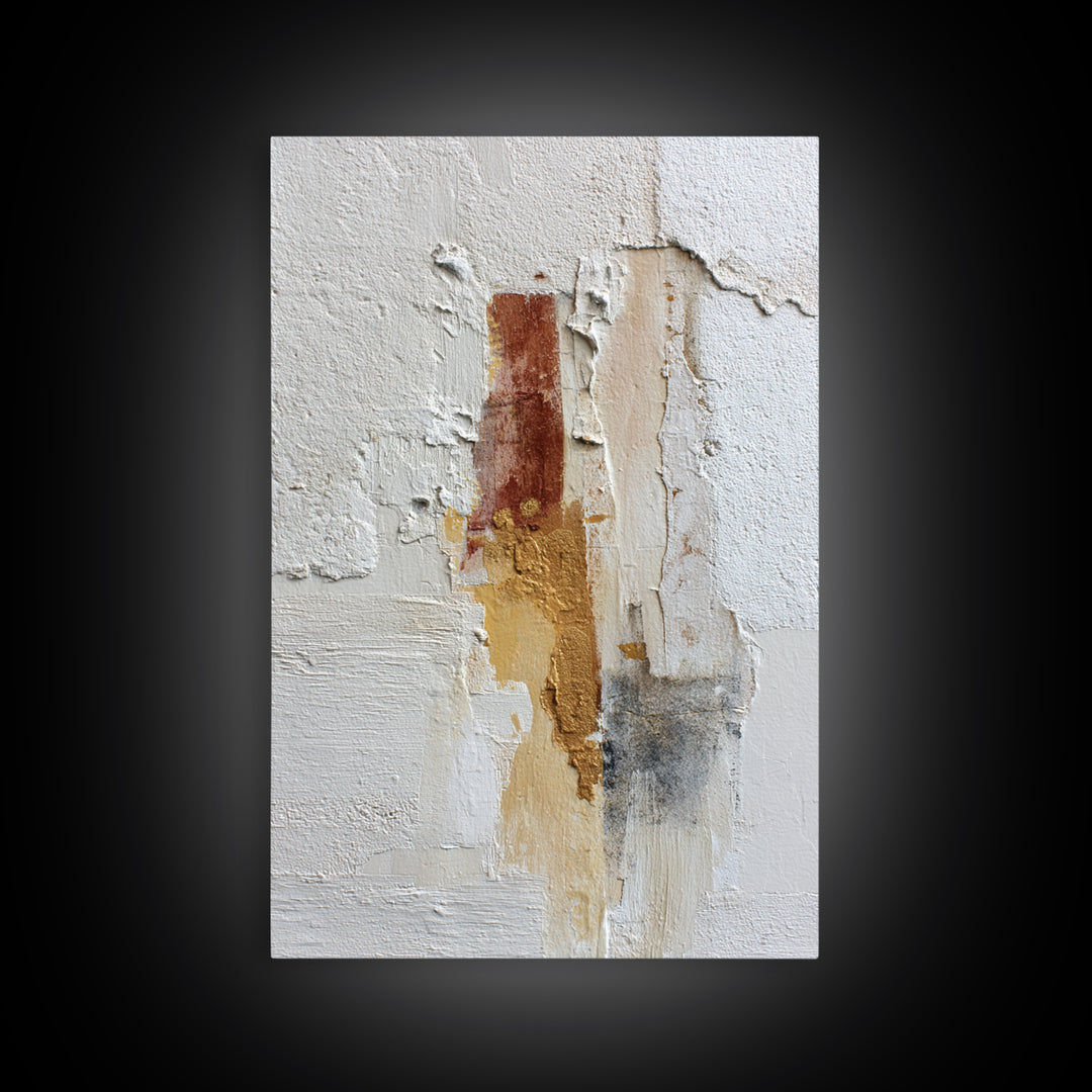 White on White Plaster Texture Study Canvas Print, Minimalist Art, Art Prints, Living Room Decor, Oil Painting, Minimal, MIN-2x3-72