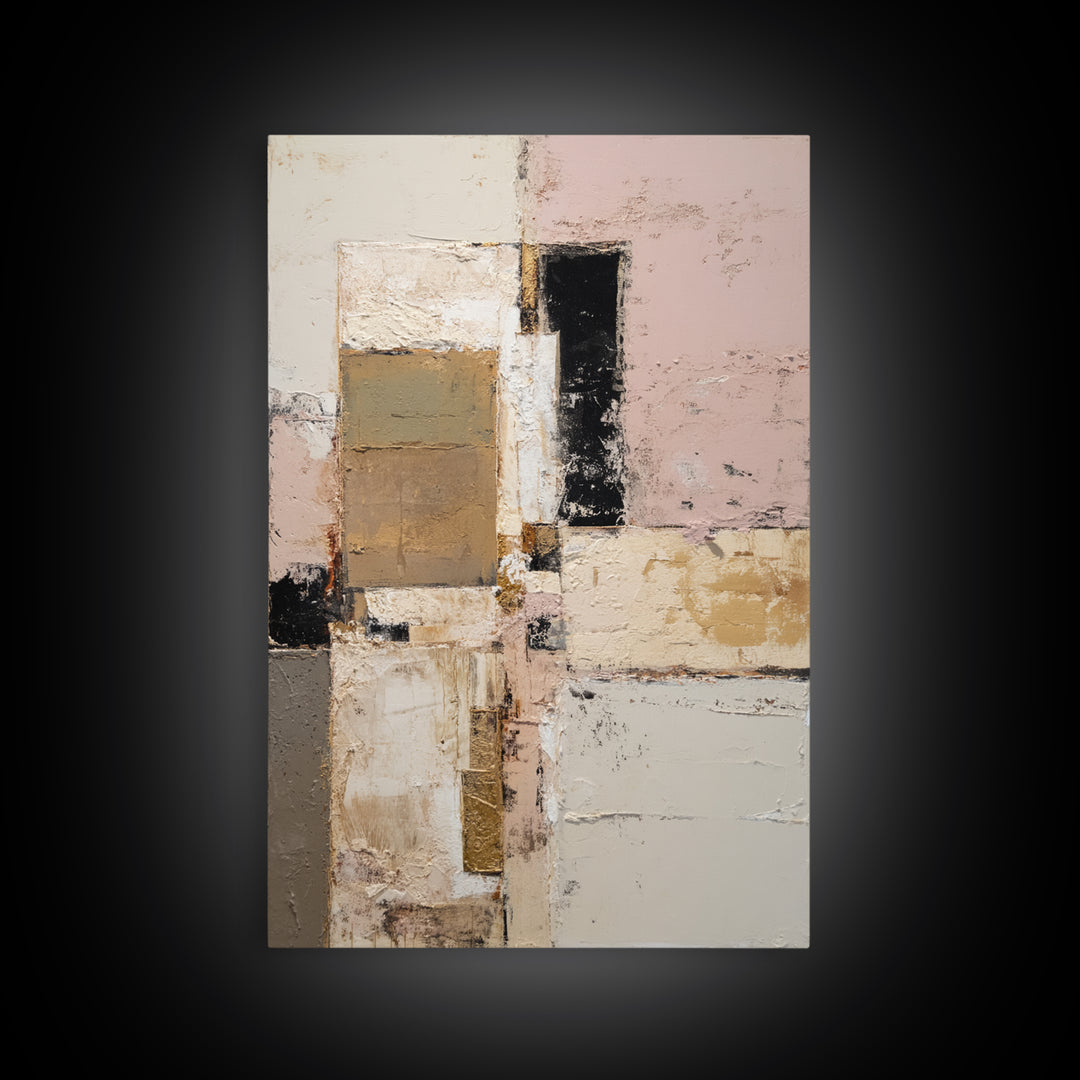 Calm Rectangle Composition Framed Canvas Print, Minimalist Art, Modern Art, Living Room Decor, Oil Painting, Minimal, MIN-2x3-8