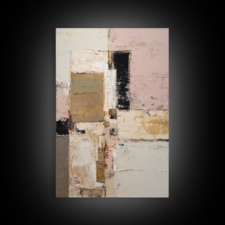 Calm Rectangle Composition Framed Canvas Print, Minimalist Art, Modern Art, Living Room Decor, Oil Painting, Minimal, MIN-2x3-8