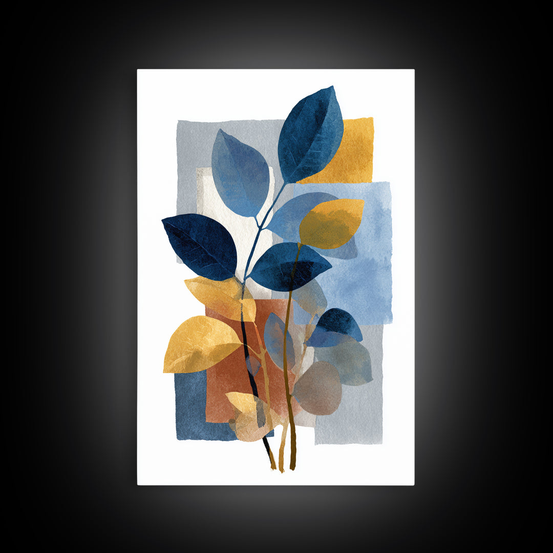 Minimal Branch Silhouette Framed Canvas Print, Minimalist Art, Modern Wall Art, Living Room Decor, Fine Art, Minimal, MIN-2x3-83