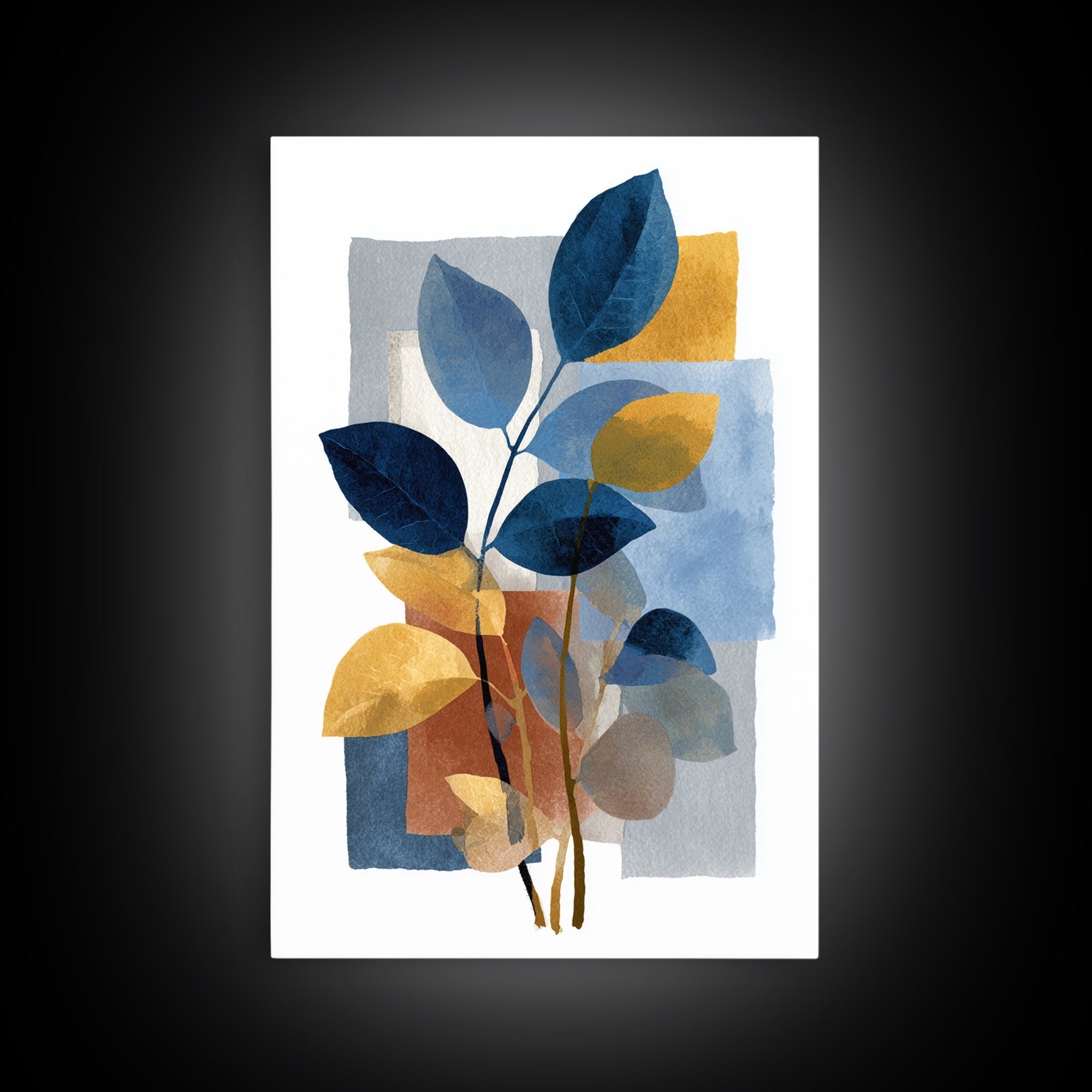 Minimal Branch Silhouette Framed Canvas Print, Minimalist Art, Modern Wall Art, Living Room Decor, Fine Art, Minimal, MIN-2x3-83