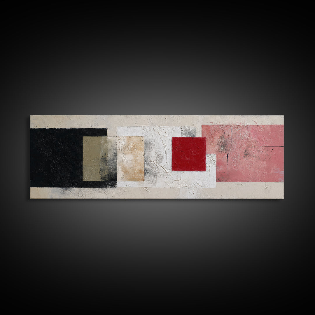 One Red Square Balanced Framed Canvas Print, Minimalist Art, Printables, Living Room Decor, Fine Art, Minimal, Boho Wall Art, MIN-3x1-2