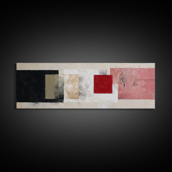 One Red Square Balanced Framed Canvas Print, Minimalist Art, Printables, Living Room Decor, Fine Art, Minimal, Boho Wall Art, MIN-3x1-2