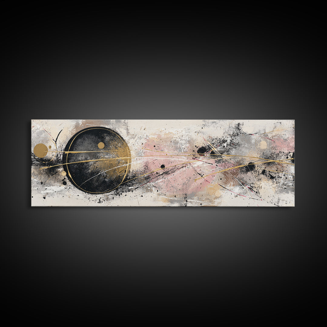Single Gold Line Curve on Charcoal Canvas Print, Minimalist Art, Boho Wall Art, Living Room Decor, Fine Art, Minimal, MIN-3x1-33