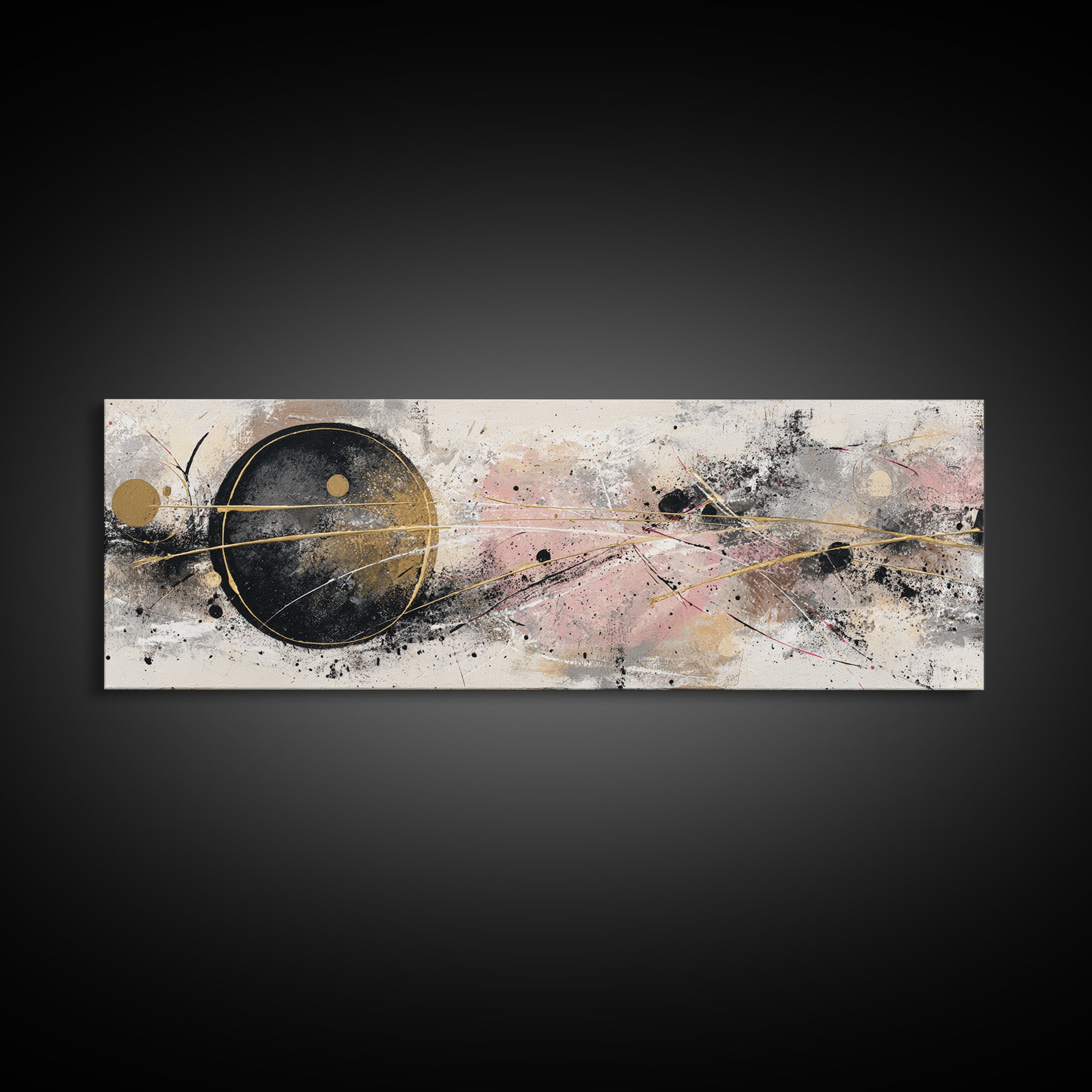 Single Gold Line Curve on Charcoal Canvas Print, Minimalist Art, Boho Wall Art, Living Room Decor, Fine Art, Minimal, MIN-3x1-33