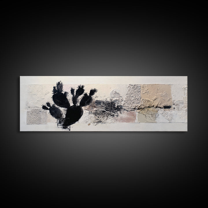 Black and White Cactus Silhouette Canvas Print, Minimalist Art, Gallery Decor, Living Room Decor, Fine Art, Minimal, Wall Art, MIN-3x1-36
