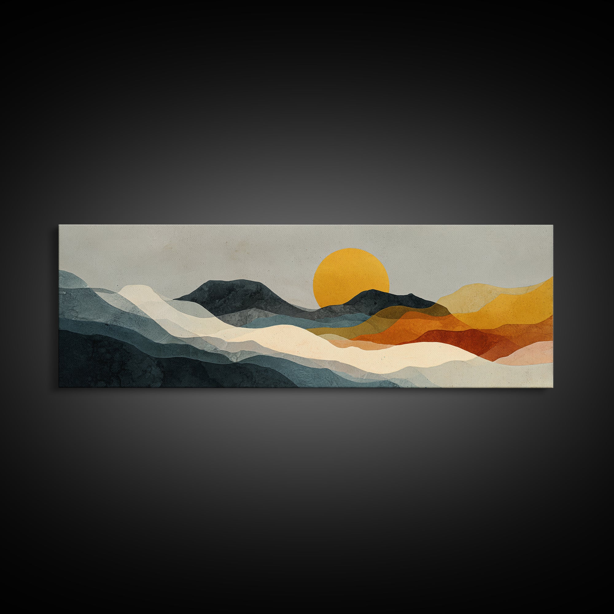 Thin Line Mountain Canvas Print, Minimalist Art, Printable Art, Living Room Decor, Minimal, Neutral Decor, Modern Decor, MIN-3x1-42