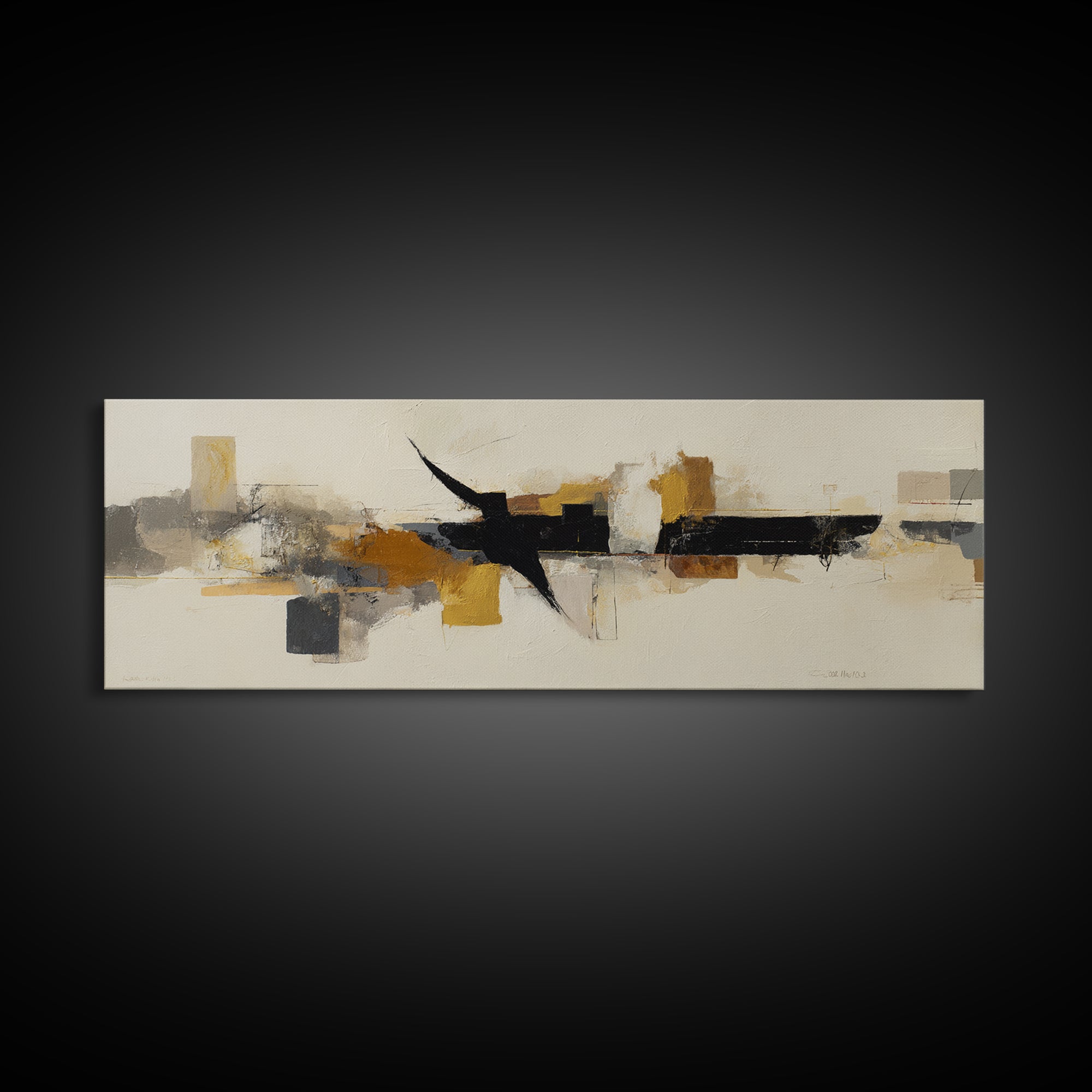Small Black Bird Crossing White Space Framed Canvas Print, Minimalist Art, Art Prints, Living Room Decor, Oil Painting, Minimal, MIN-3x1-47