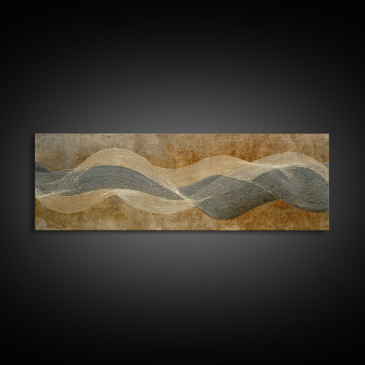 Minimal Abstract Wave Line Framed Canvas Print, Minimalist Art, Abstract Painting, Living Room Decor, Fine Art, Minimal, MIN-3x1-53