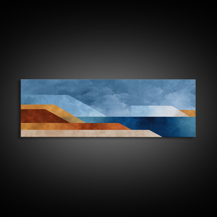 Simple Blue Horizon Canvas Print, Minimalist Art, Wall Art, Living Room Decor, Fine Art, Minimal, Large Wall Art, Movie Poster, MIN-3x1-70
