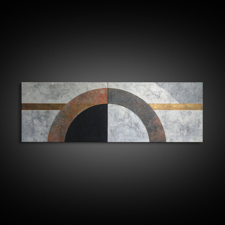 Monochrome Arch and Shadow Composition Framed Canvas Print, Minimalist Art, Poster, Living Room Decor, Fine Art, Minimal, MIN-3x1-72