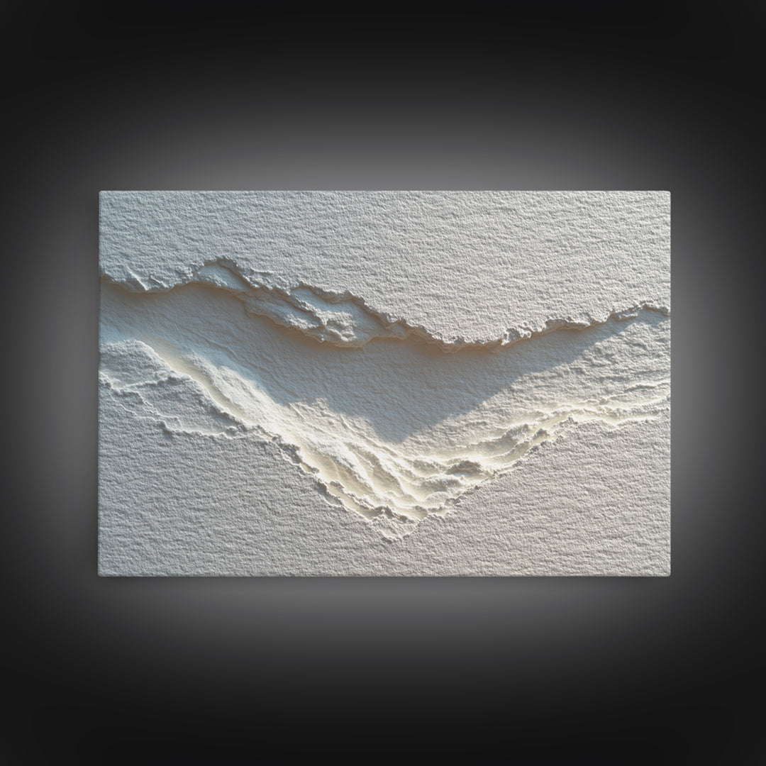 White on White Plaster Texture Study Framed Canvas Print, Minimalist Art, Unique Wall Art, Living Room Decor, Fine Art, Minimal, MIN-3x2-20