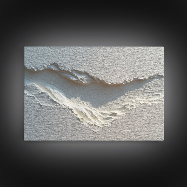 White on White Plaster Texture Study Framed Canvas Print, Minimalist Art, Unique Wall Art, Living Room Decor, Fine Art, Minimal, MIN-3x2-20