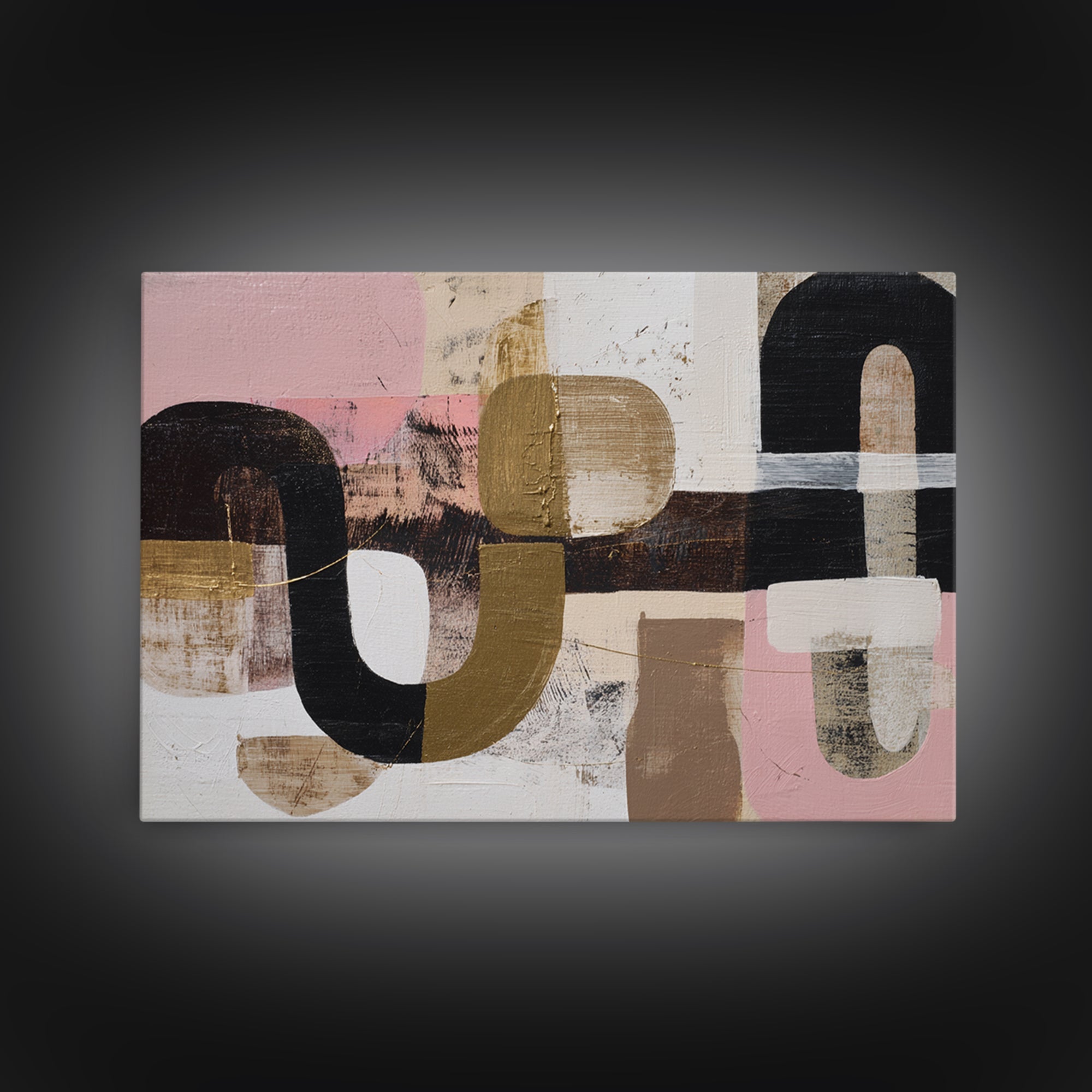 Single Gold Line Curve on Charcoal Canvas Print, Minimalist Art, Japanese Wall Art, Living Room Decor, Abstract Art, Minimal, MIN-3x2-21