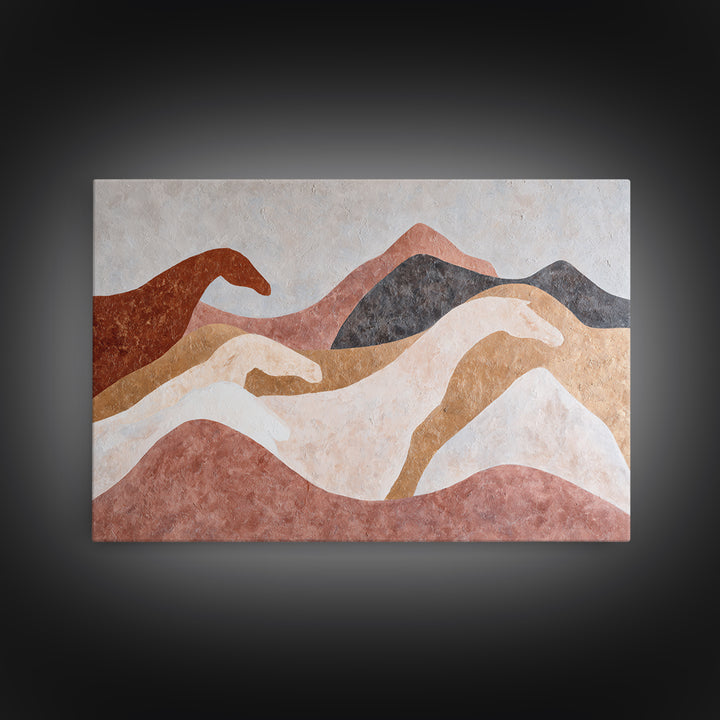 Minimal Horse Contour Canvas Print, Minimalist Art, Boho, Living Room Decor, Oil Painting, Minimal, Abstract Painting, MIN-3x2-22