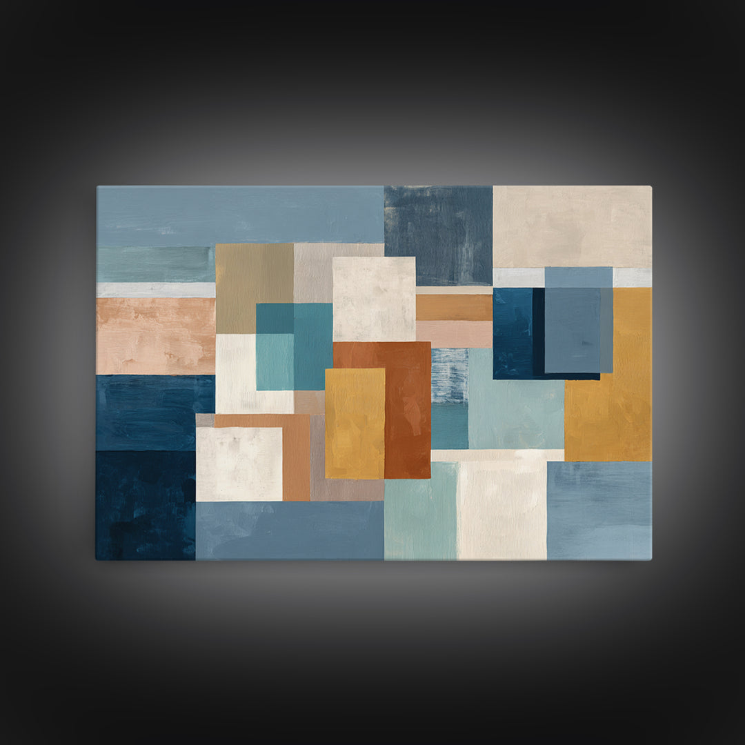 Calm Rectangle Composition Canvas Print, Minimalist Art, Boho, Living Room Decor, Oil Painting, Minimal, Abstract Painting, MIN-3x2-4