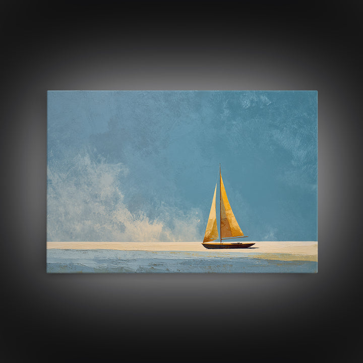 Tiny Sailboat under Open Sky Canvas Print, Minimalist Art, Printable Art, Living Room Decor, Fine Art, Minimal, Neutral Decor, MIN-3x2-42