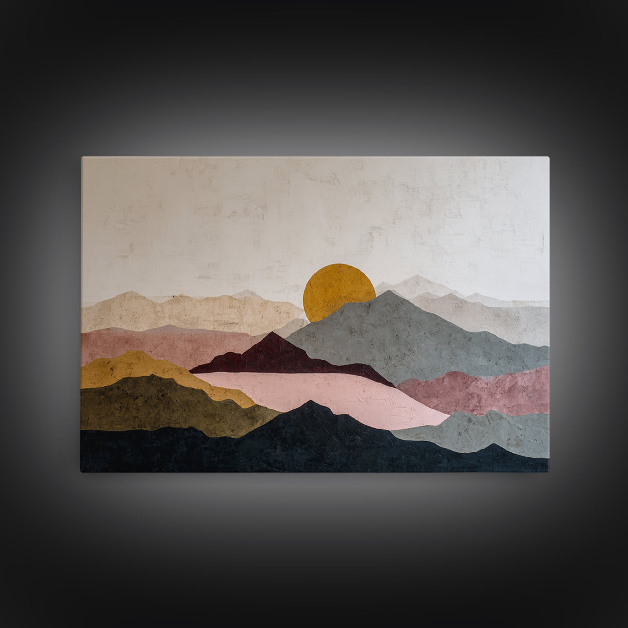Thin Line Mountain Framed Canvas Print, Minimalist Art, Abstract Art, Living Room Decor, Fine Art, Minimal, Modern Art, MIN-3x2-6