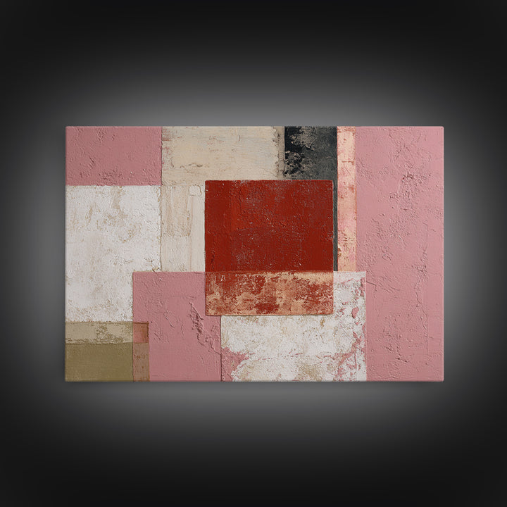 One Red Square Balanced Canvas Print, Minimalist Art, Digital Print, Living Room Decor, Fine Art, Minimal, Gallery Decor, MIN-3x2-62