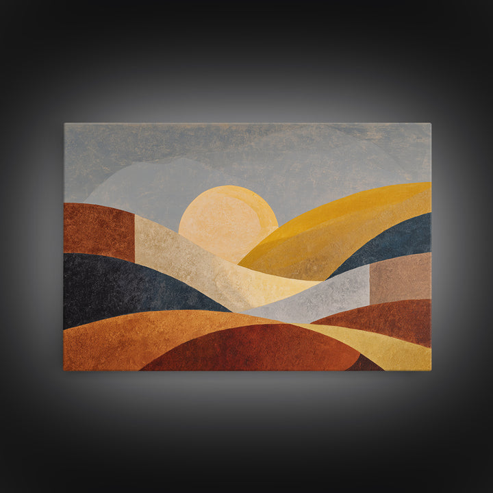 Simple Geometric Sun Canvas Print, Minimalist Art, Living Room Decor, Abstract Art, Minimal, Abstract Wall Art, MIN-3x2-67