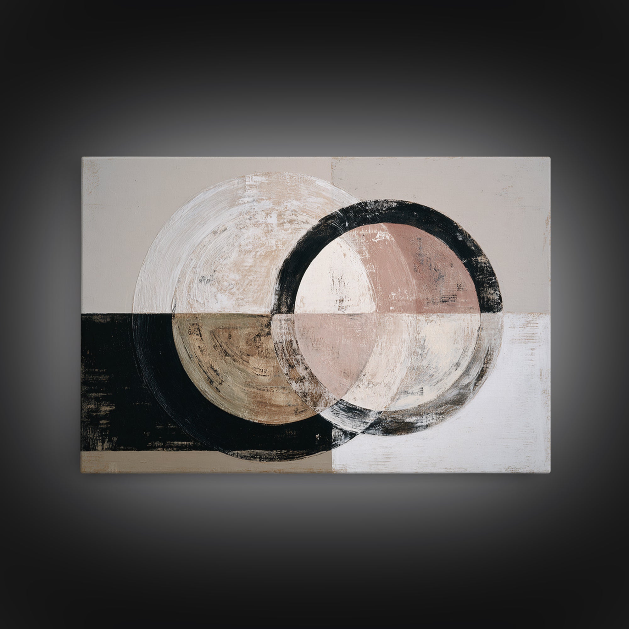 Single Brushstroke Circle Framed Canvas Print, Minimalist Art, Abstract Wall Art, Living Room Decor, Oil Painting, Minimal, MIN-3x2-74