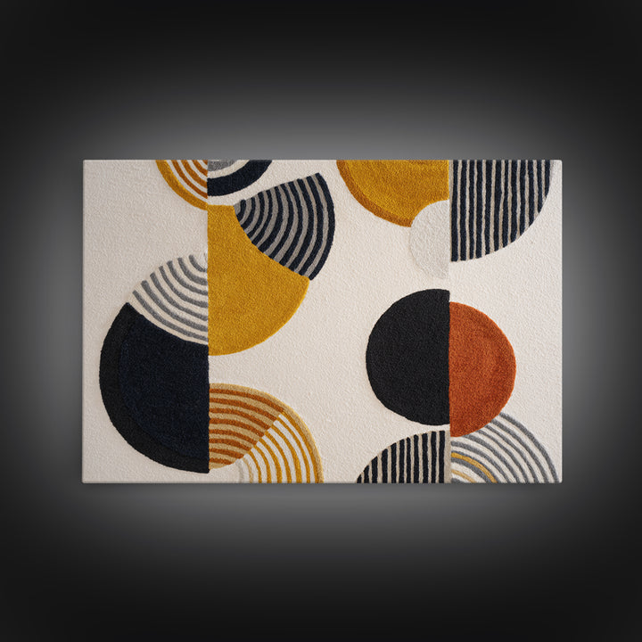 Single Black Circle on Warm Ivory Ground Framed Canvas Print, Minimalist Art, Room Decor, Living Room Decor, Fine Art, Minimal, MIN-3x2-77