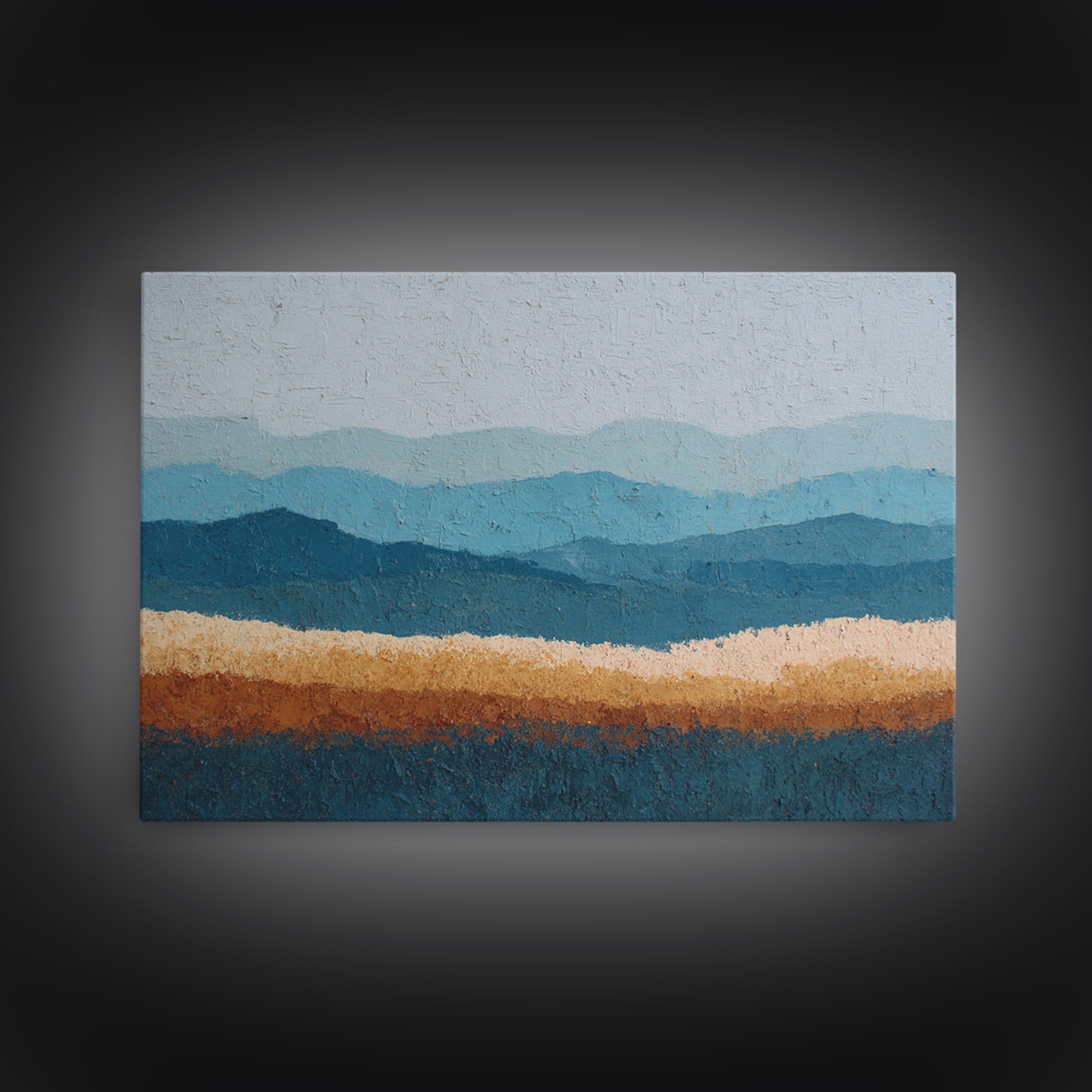 Simple Blue Horizon Framed Canvas Print, Minimalist Art, Modern Art, Living Room Decor, Fine Art, Minimal, Minimalist Decor, MIN-3x2-82