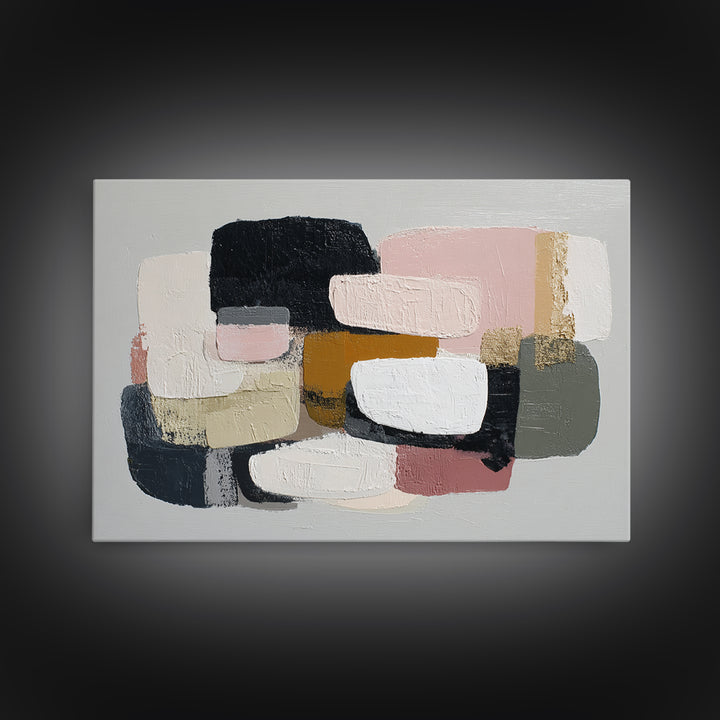 Quiet Stone Stack Framed Canvas Print, Minimalist Art, Poster, Living Room Decor, Fine Art, Minimal, Boho, Canvas Tote Bag, MIN-3x2-87