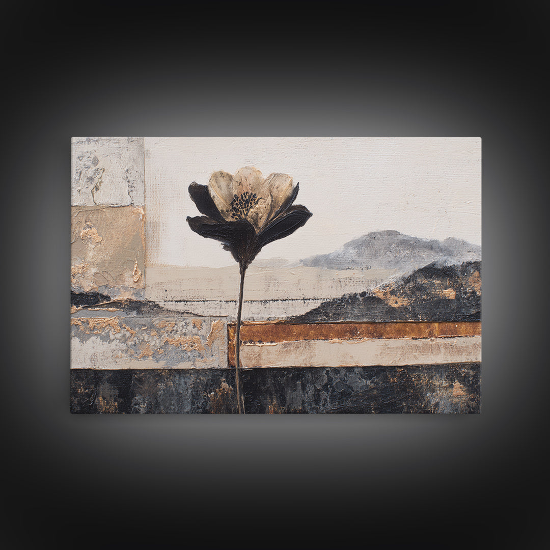 Single Flower Stem Canvas Print, Minimalist Art, Art, Living Room Decor, Oil Painting, Minimal, Canvas Tote Bag, Abstract Art, MIN-3x2-88