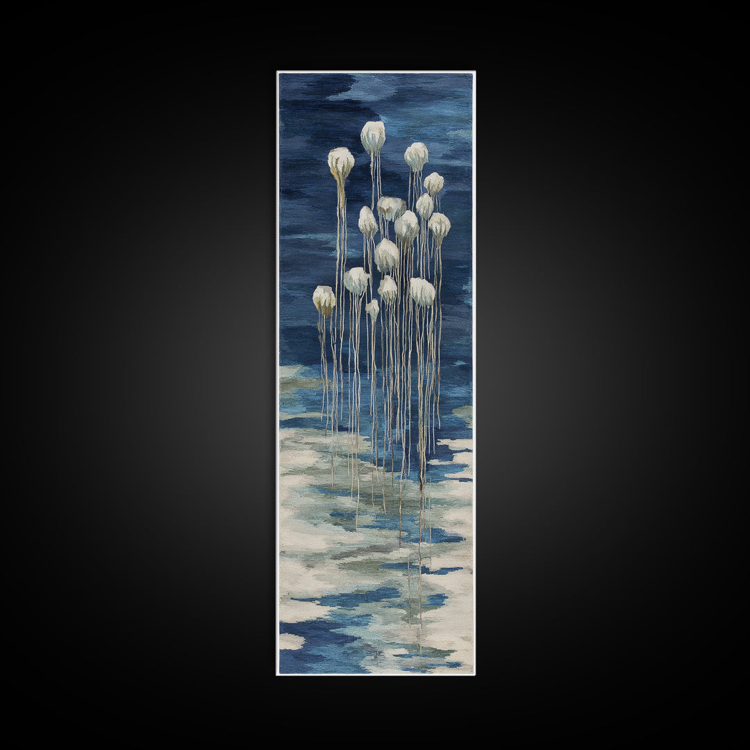 Jellyfish Floating in Luminous Dark Water Canvas Print, Marine Life Art, Fish Art, Living Room Decor, Fine Art, Marine, MLA-1x3-42