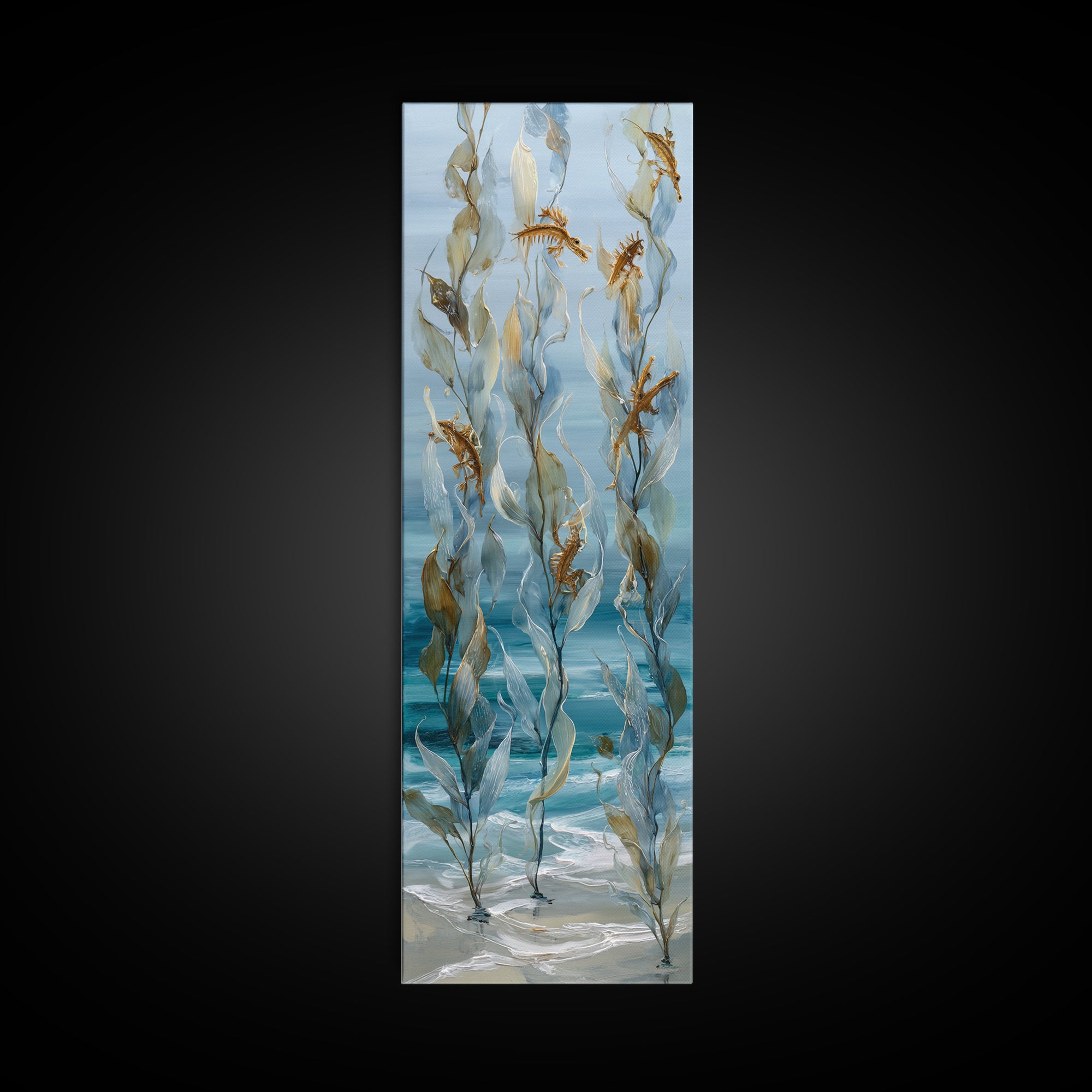 Sea Dragon Drifting Among Kelp Framed Canvas Print, Marine Life Art, Ocean Prints, Living Room Decor, Fine Art, Marine, MLA-1x3-53