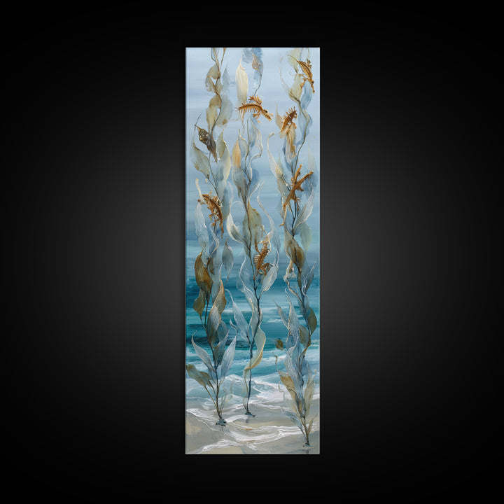 Sea Dragon Drifting Among Kelp Framed Canvas Print, Marine Life Art, Ocean Prints, Living Room Decor, Fine Art, Marine, MLA-1x3-53