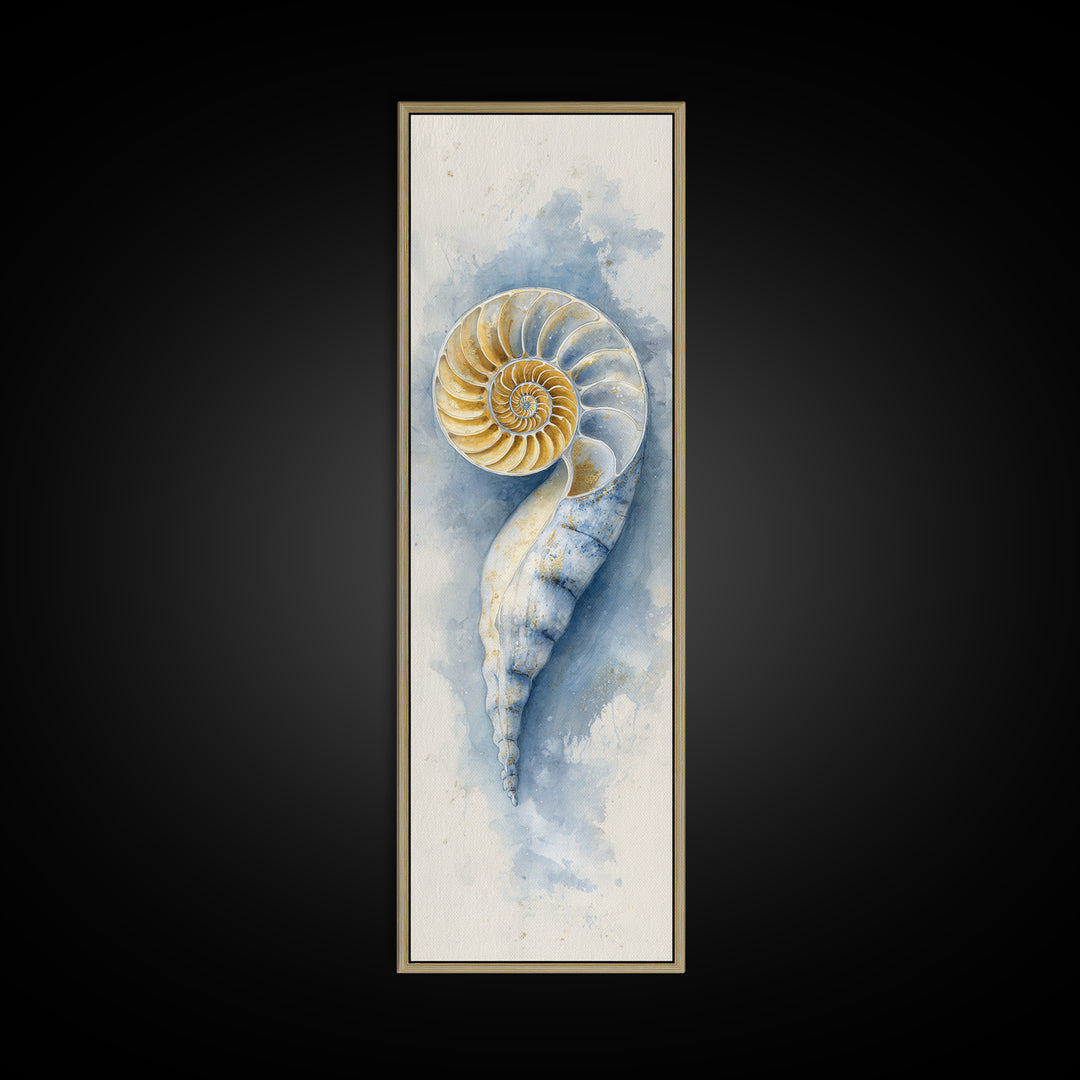 Nautilus Shell Study Canvas Print, Marine Life Art, Coastal Decor, Living Room Decor, Fine Art, Marine, Fish Art, Ocean Decor, MLA-1x3-95