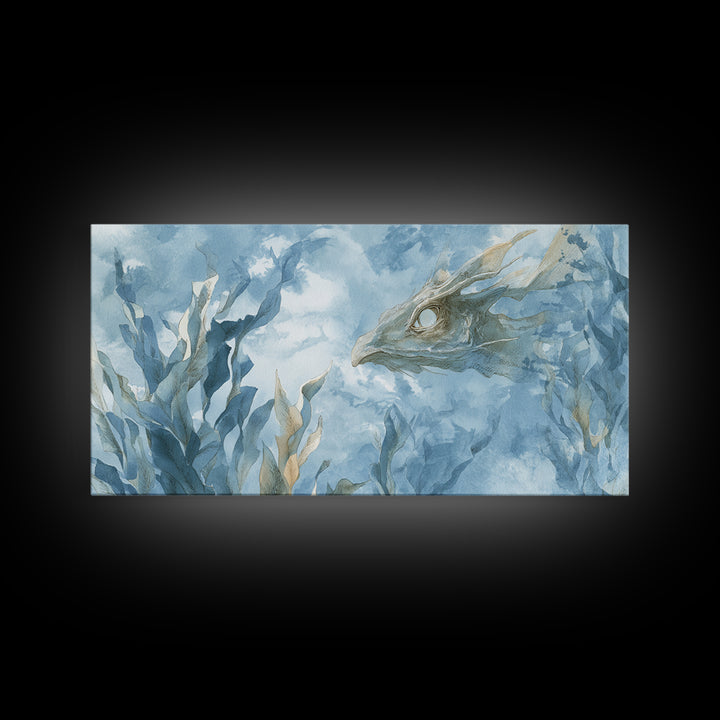 Sea Dragon Drifting Among Kelp Framed Canvas Print, Marine Life Art, Home Decor, Living Room Decor, Fine Art, Marine, MLA-2x1-13