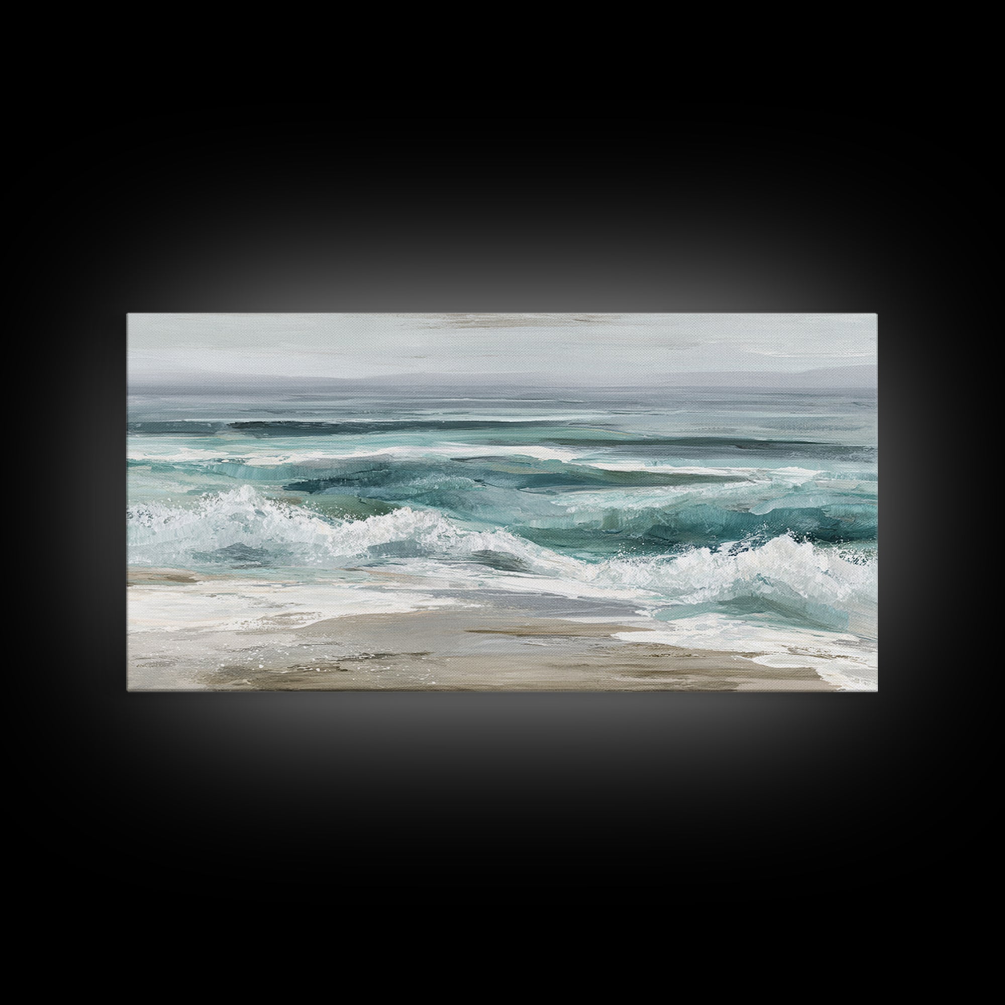 Orca Beneath Northern Lights Framed Canvas Print, Marine Life Art, Textured Painting, Living Room Decor, Fine Art, Marine, MLA-2x1-28
