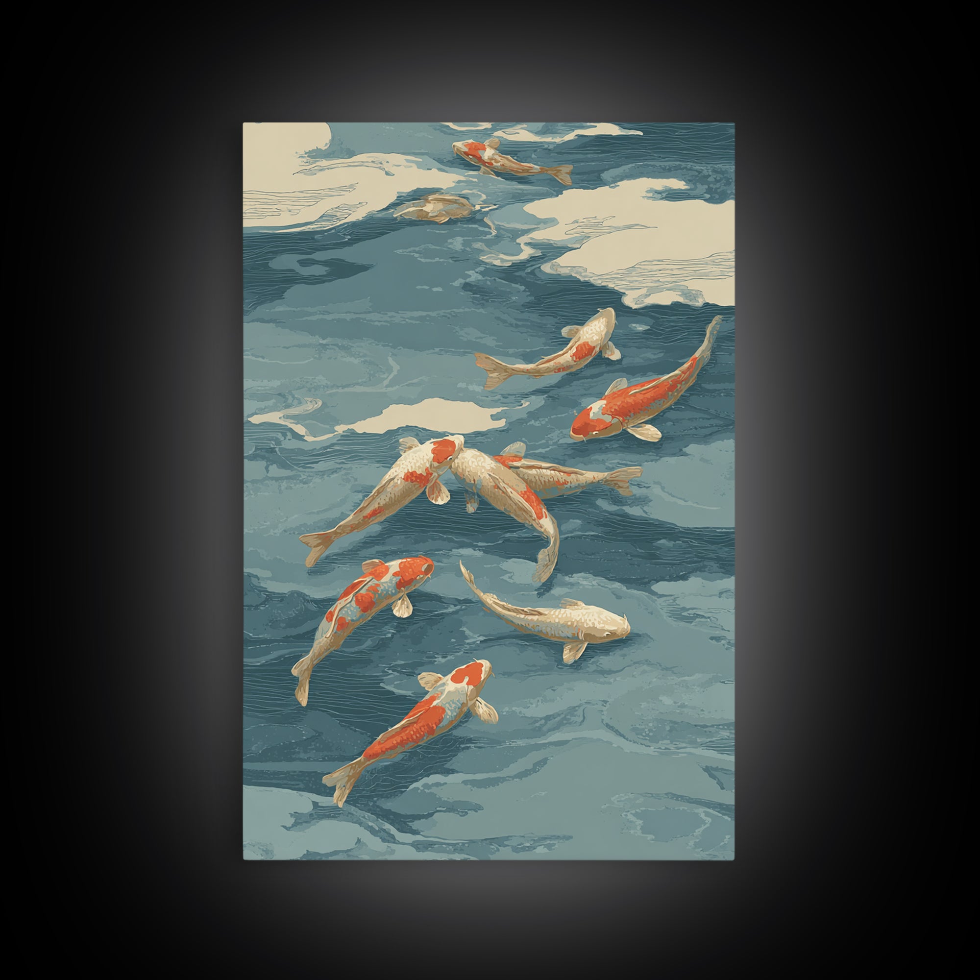 Koi Like Marine Fish Framed Canvas Print, Marine Life Art, Coastal Art, Living Room Decor, Fine Art, Marine, Ocean Prints, MLA-2x3-24
