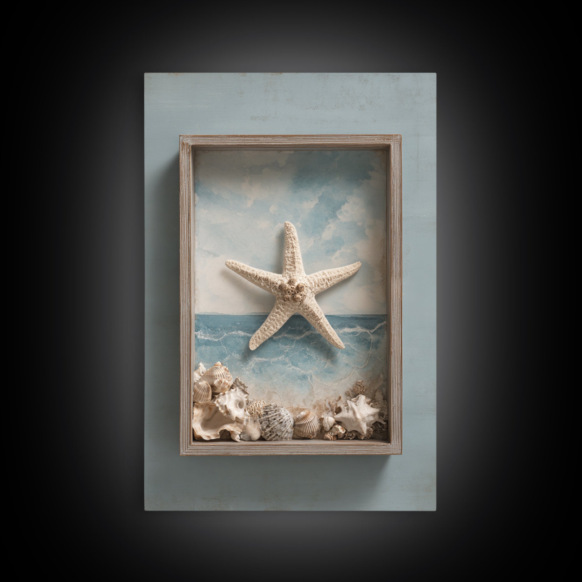 Starfish and Shells Natural Specimen Layout Canvas Print, Marine Life Art, Fine Art Print, Living Room Decor, Fine Art, Marine, MLA-2x3-45