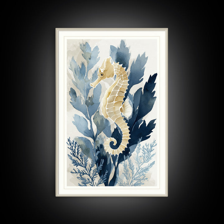 Sea Dragon Drifting Among Kelp Framed Canvas Print, Marine Life Art, Textured Painting, Living Room Decor, Fine Art, Marine, MLA-2x3-73