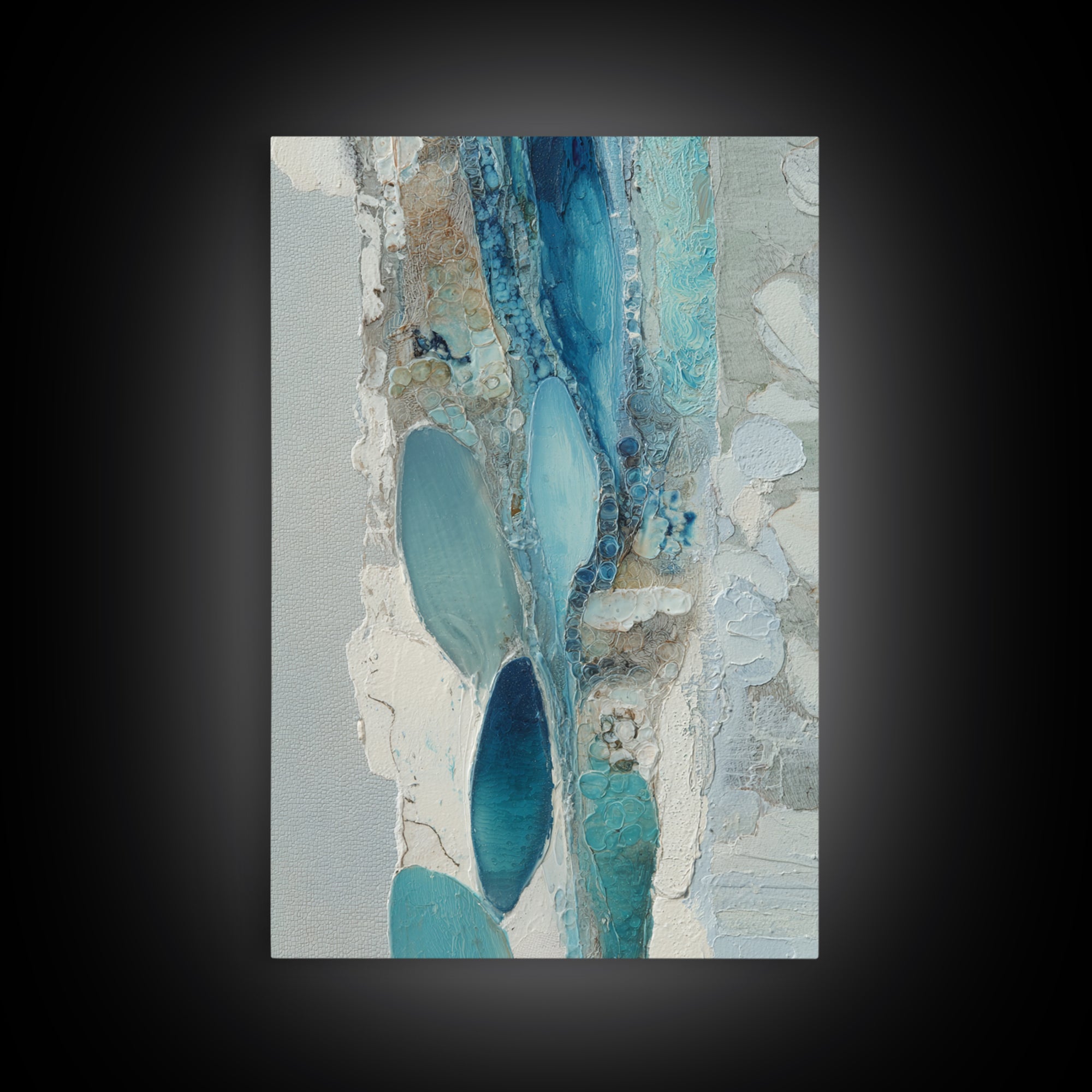 Squid in a Mysterious Midnight Sea Framed Canvas Print, Marine Life Art, Modern Art Print, Living Room Decor, Fine Art, Marine, MLA-2x3-75