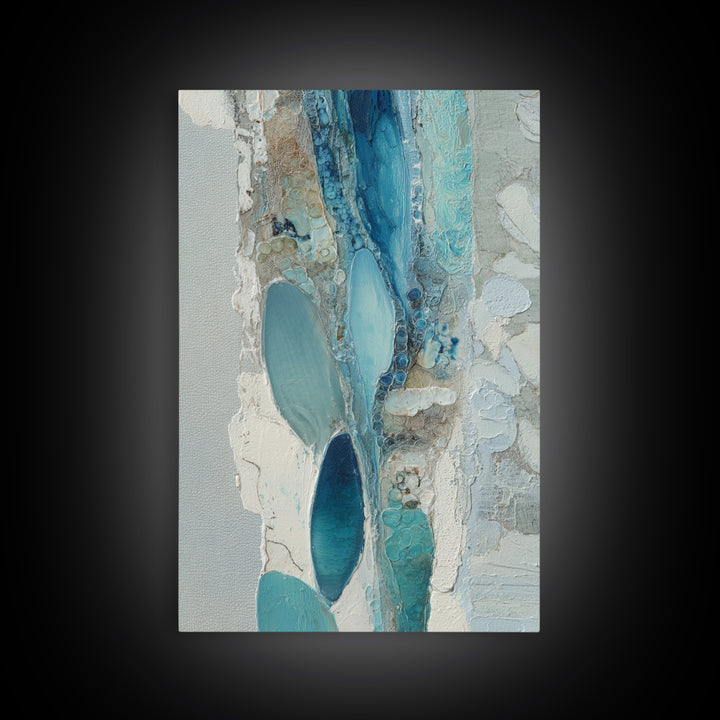 Squid in a Mysterious Midnight Sea Framed Canvas Print, Marine Life Art, Modern Art Print, Living Room Decor, Fine Art, Marine, MLA-2x3-75