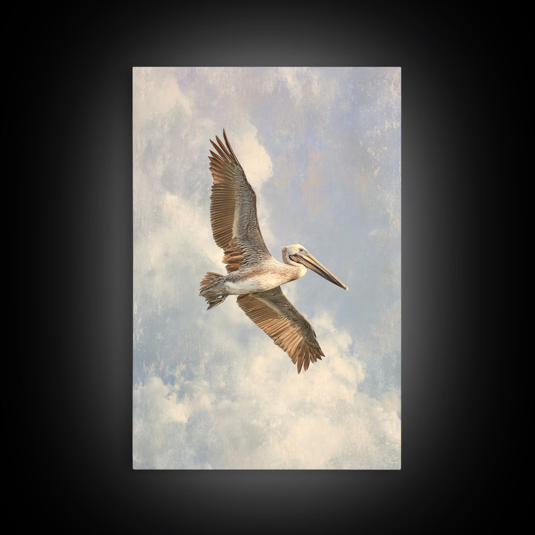 Pelican Diving Toward Fish Near Surface Canvas Print, Marine Life Art, Whale Art, Living Room Decor, Fine Art, Marine, MLA-2x3-79