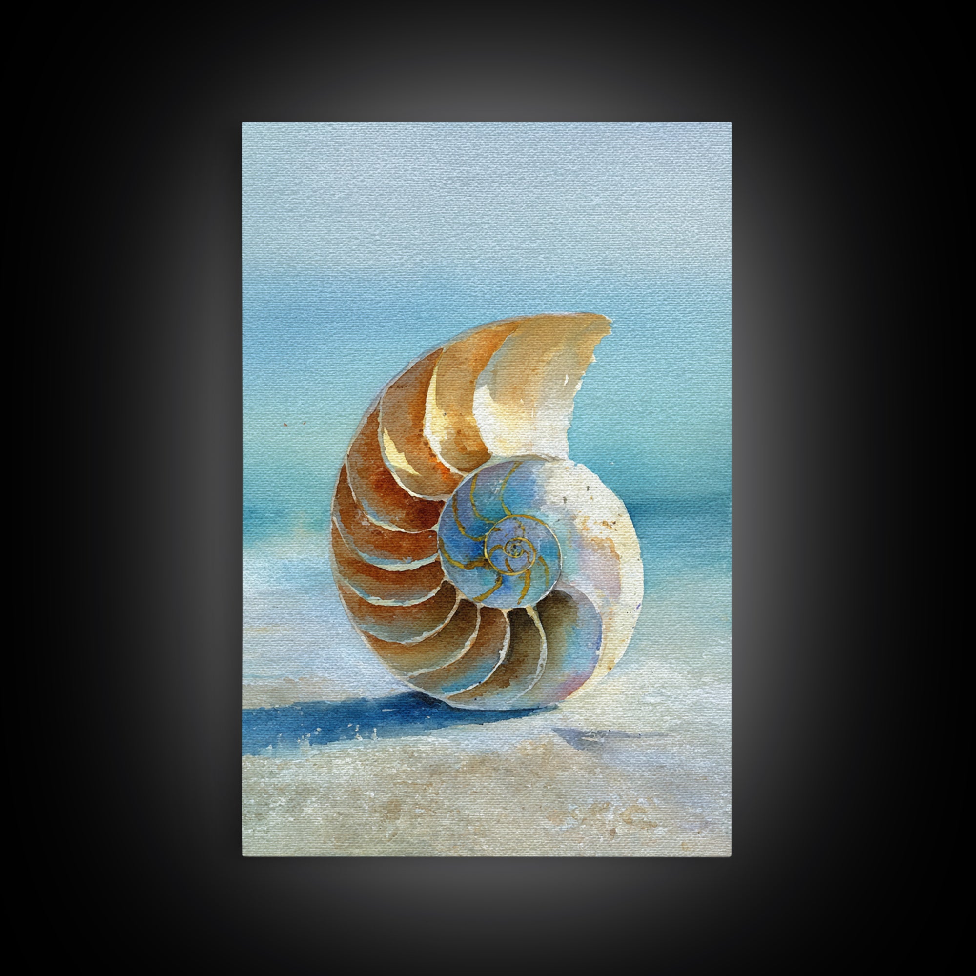 Nautilus Shell Study Canvas Print, Marine Life Art, Luxury Decor, Living Room Decor, Fine Art, Marine, Beach Decor, Coastal Art, MLA-2x3-91