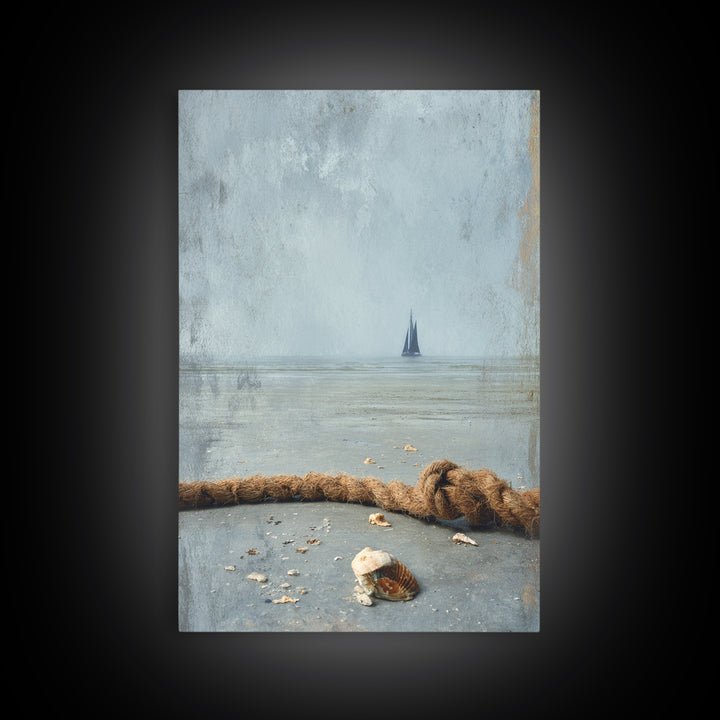 Shark Silhouette in Deep Blue Light Framed Canvas Print, Marine Life Art, Nautical Wall Art, Living Room Decor, Abstract Art, MLA-2x3-92