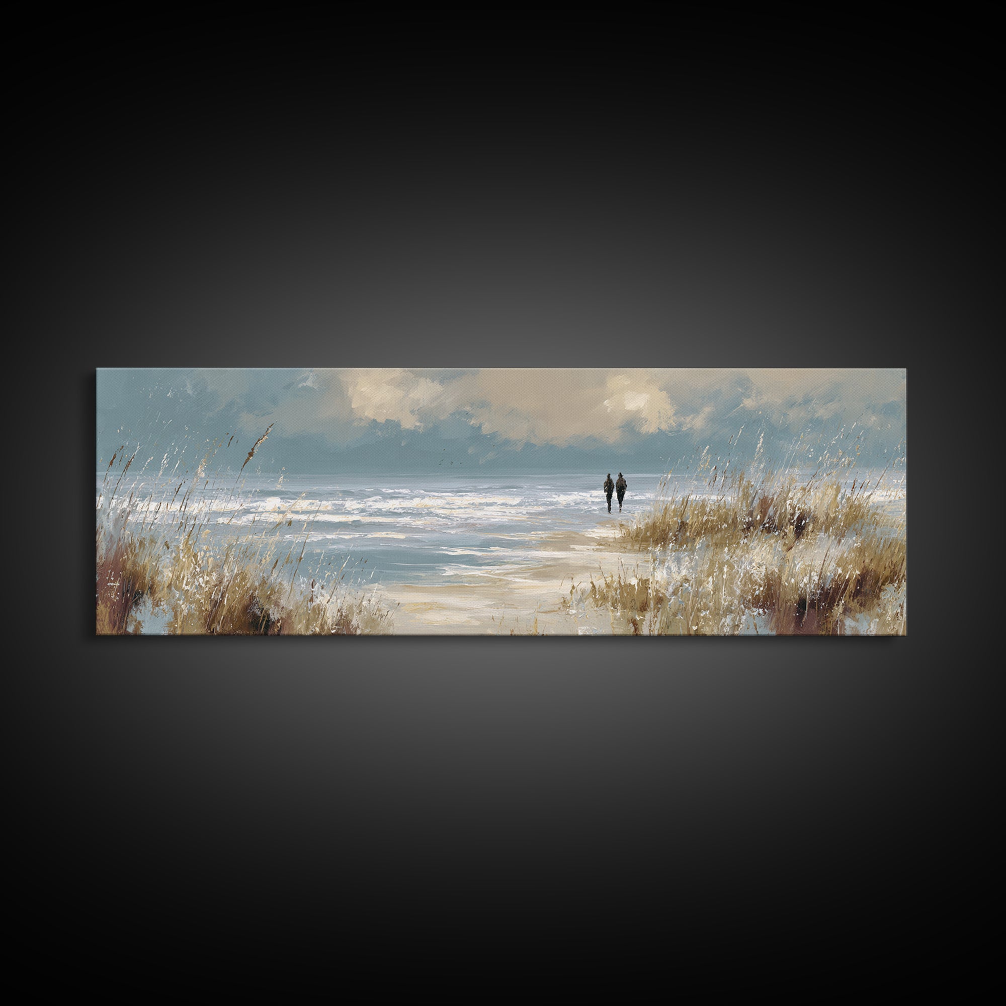 Seahorse Pair Among Sea Grass Canvas Print, Marine Life Art, Coastal Decor, Living Room Decor, Fine Art, Marine, Fish Art, MLA-3x1-21