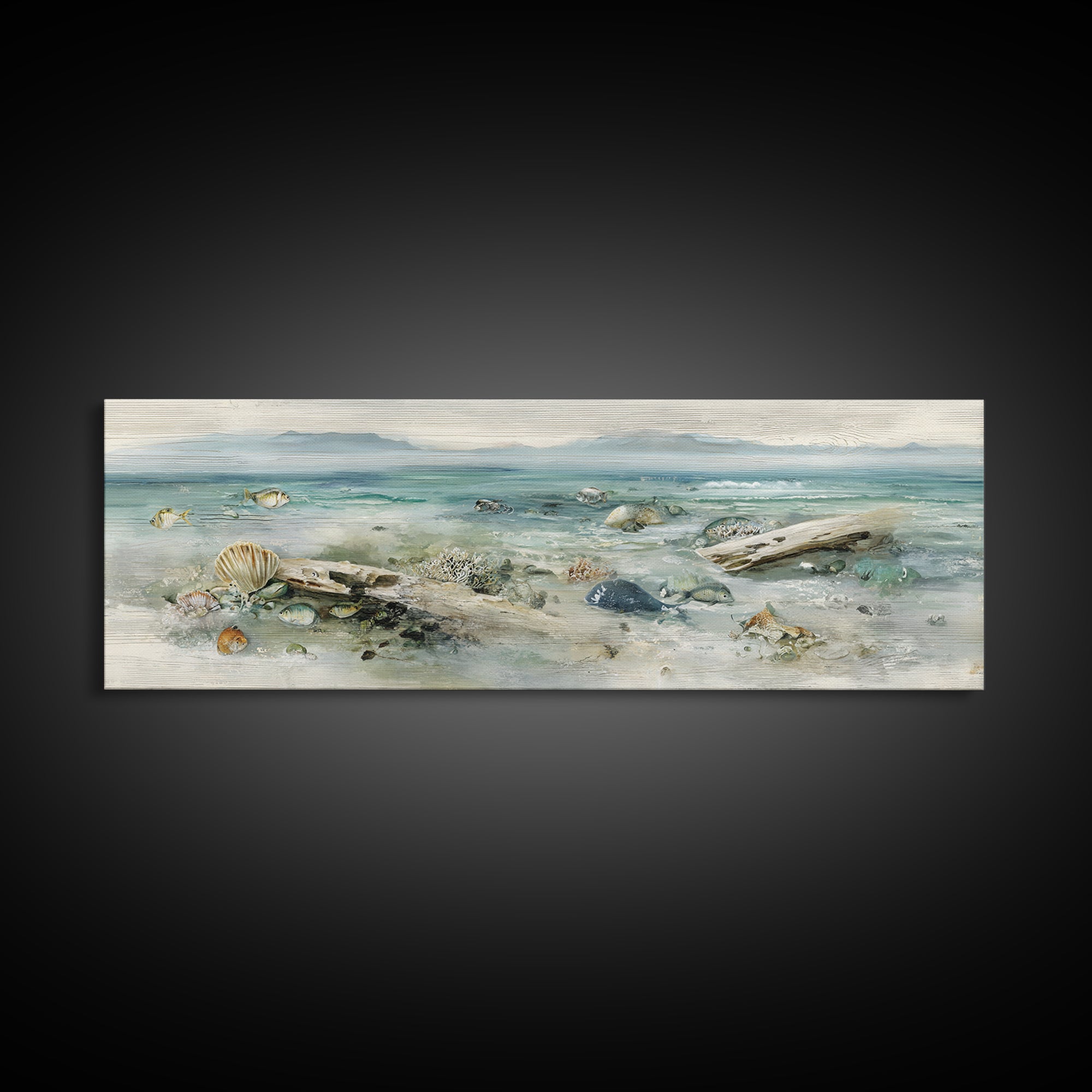 Coral Reef Panorama Canvas Print, Marine Life Art, Beach Decor, Living Room Decor, Abstract Art, Marine, Ocean Decor, MLA-3x1-25